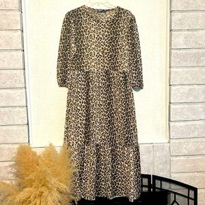 Zara Long animal print maxi dress size small